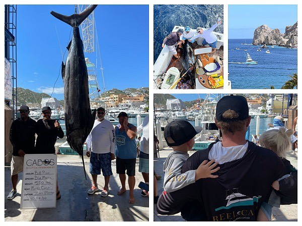 This 500# #bluemarlin puts them in #firstplace Day 2 of 3 in the 2022 @loscabosbillfishtournament Congratulations to Zach + Hiram + Bill + Doug + Javier