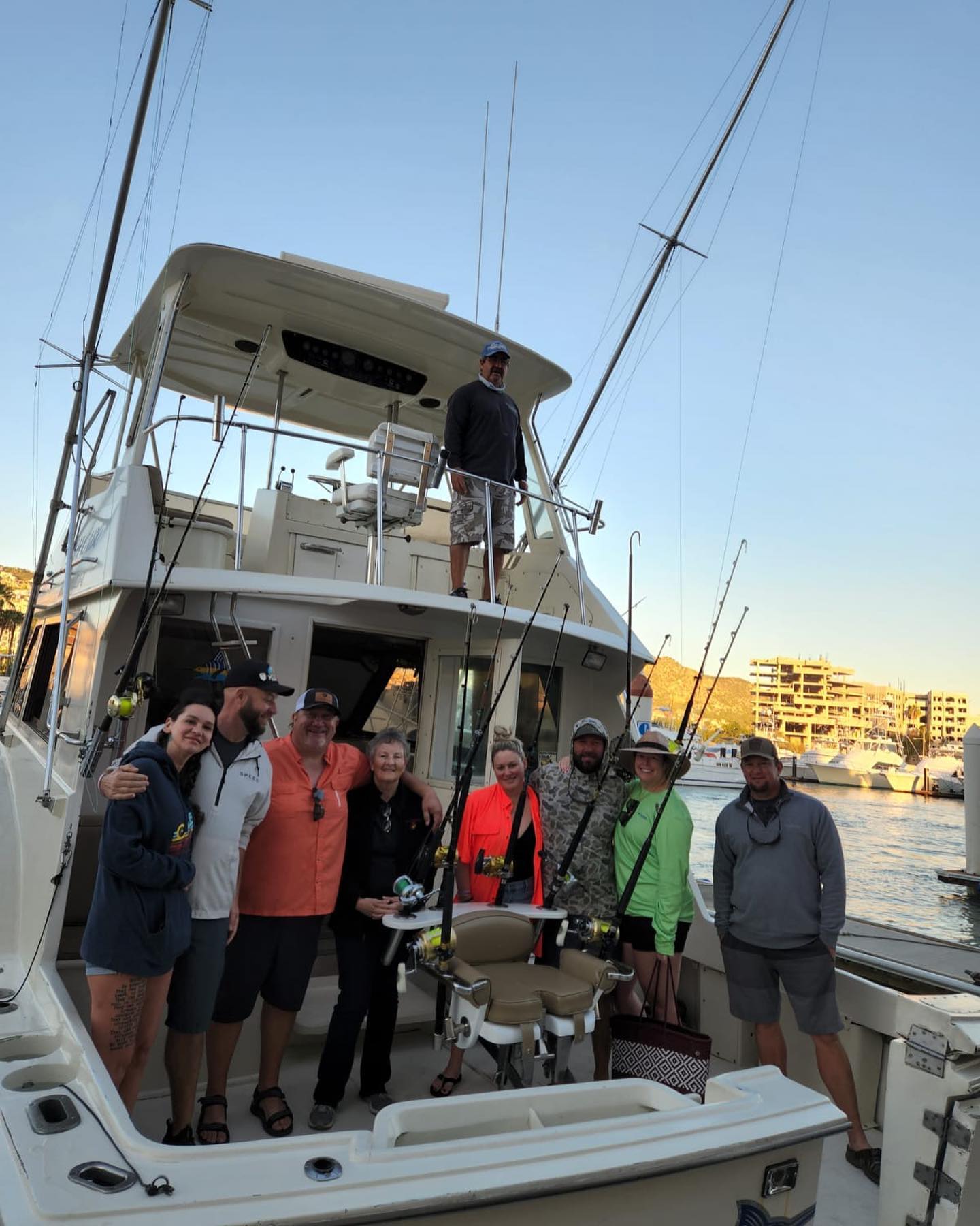 October 30 2022 VIP Guests visiting from New Braunfels, Texas The Chris Flannigan Group Chris Maegan Mary Greg Klepper Ryan Cape Becky Boyd Jason Veillon Lisa Veillon  44′ Hatteras UPDATE at 9:30am they have already released 2 Marlin and are in a TRIPLE HOOKUP now